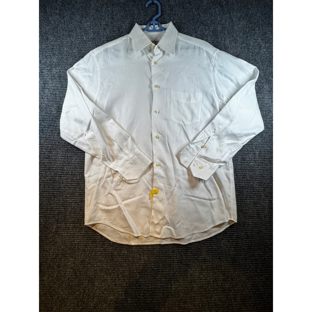 Poggianti 1958 Mens White Long Sleeve Dress Shirt Italy 41 16 Cotton